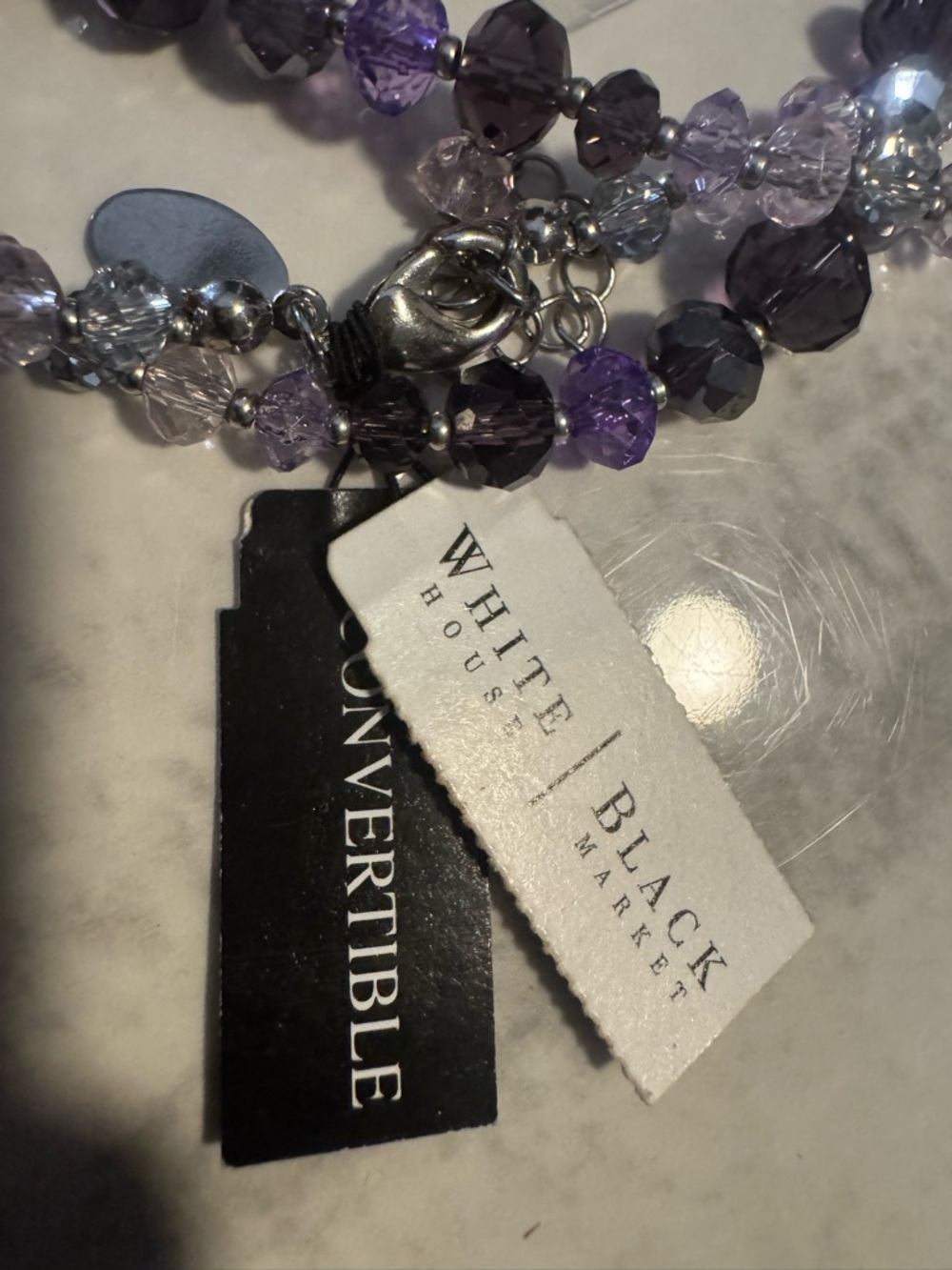White House Black Market | 48” Convertible Crystal Beaded Necklace - Picture 5 of 8
